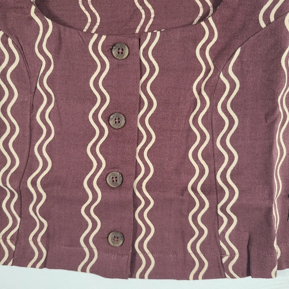 NWT Billabong Women's Another Wave Tank Top Brown Geometric Sz S Cotton Viscose - Picture 2 of 5